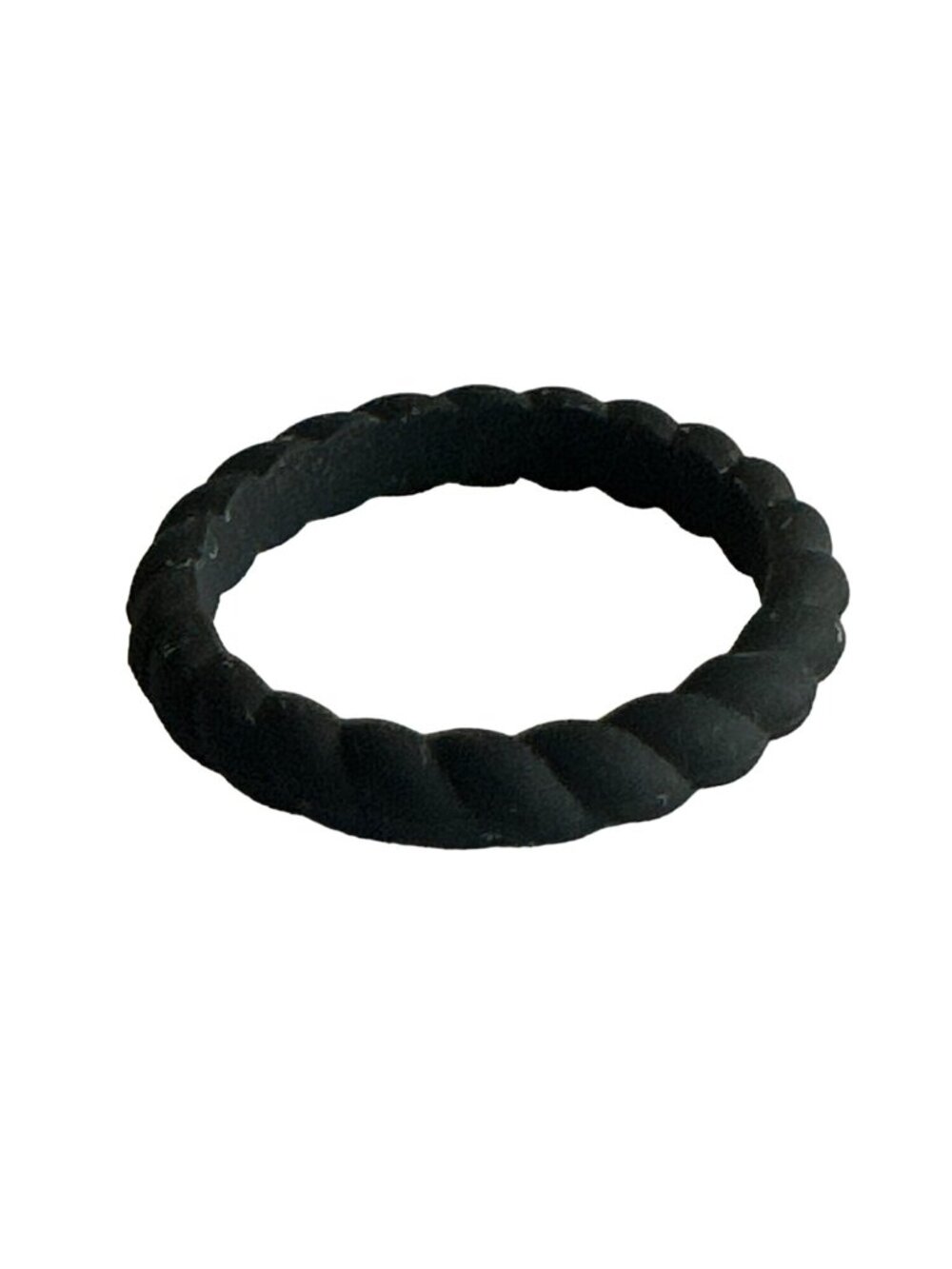 Enso Silicone Ring Size 5 Unisex Solid Black Silicone Rope Ring Athleisure Chic